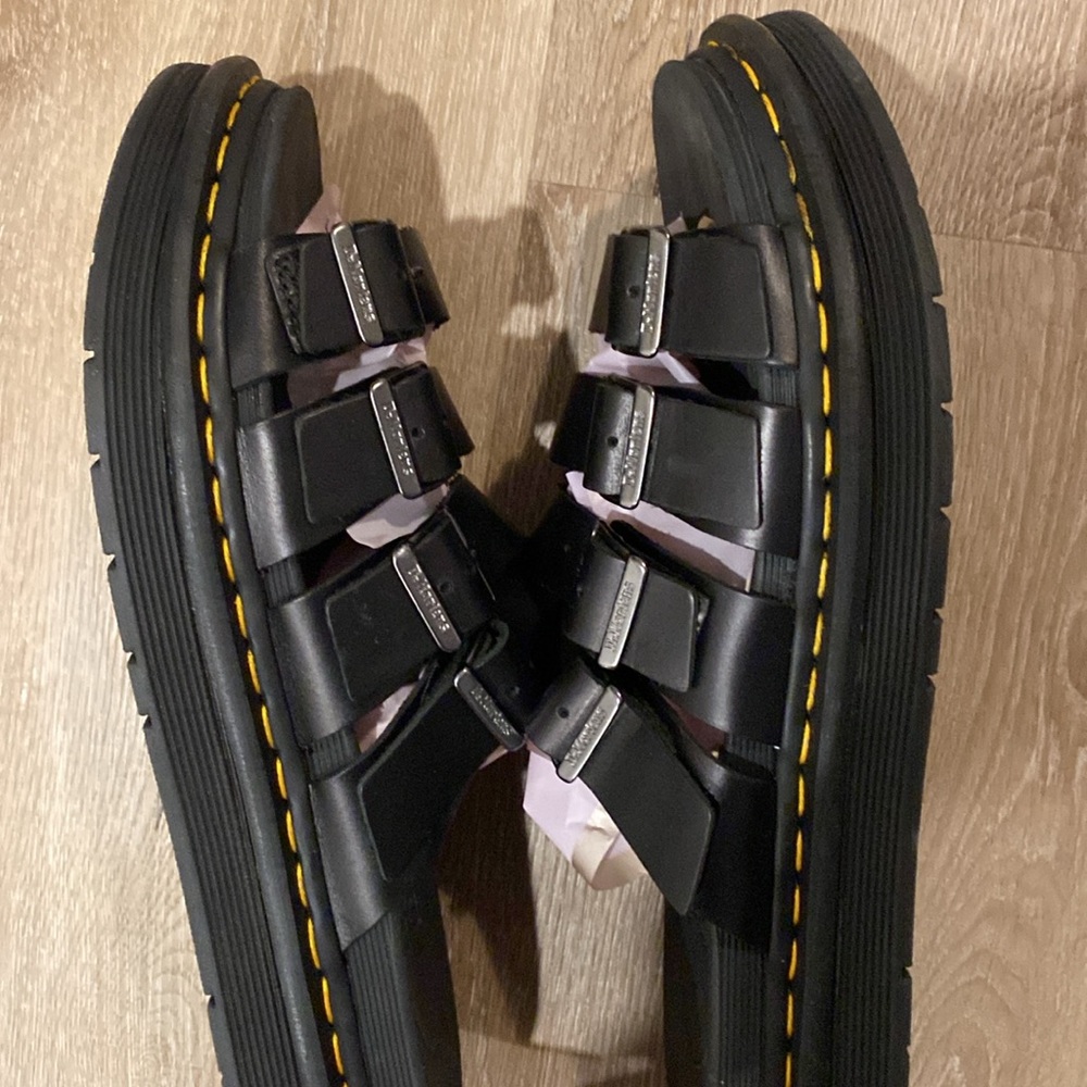 ❌SOLD❌ EUC [Dr. Martens] Black Leather Tate Sandals w Adjustable Buckles Mens 12 - Picture 10 of 15